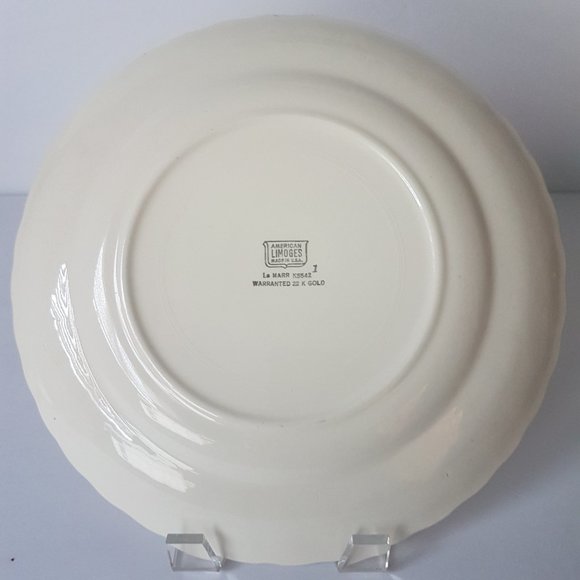 LIMOGES AMERICAN LAMARR KS542 Vegetable Bowl and Plate 22K Gold Filigree Floral - Picture 14 of 16
